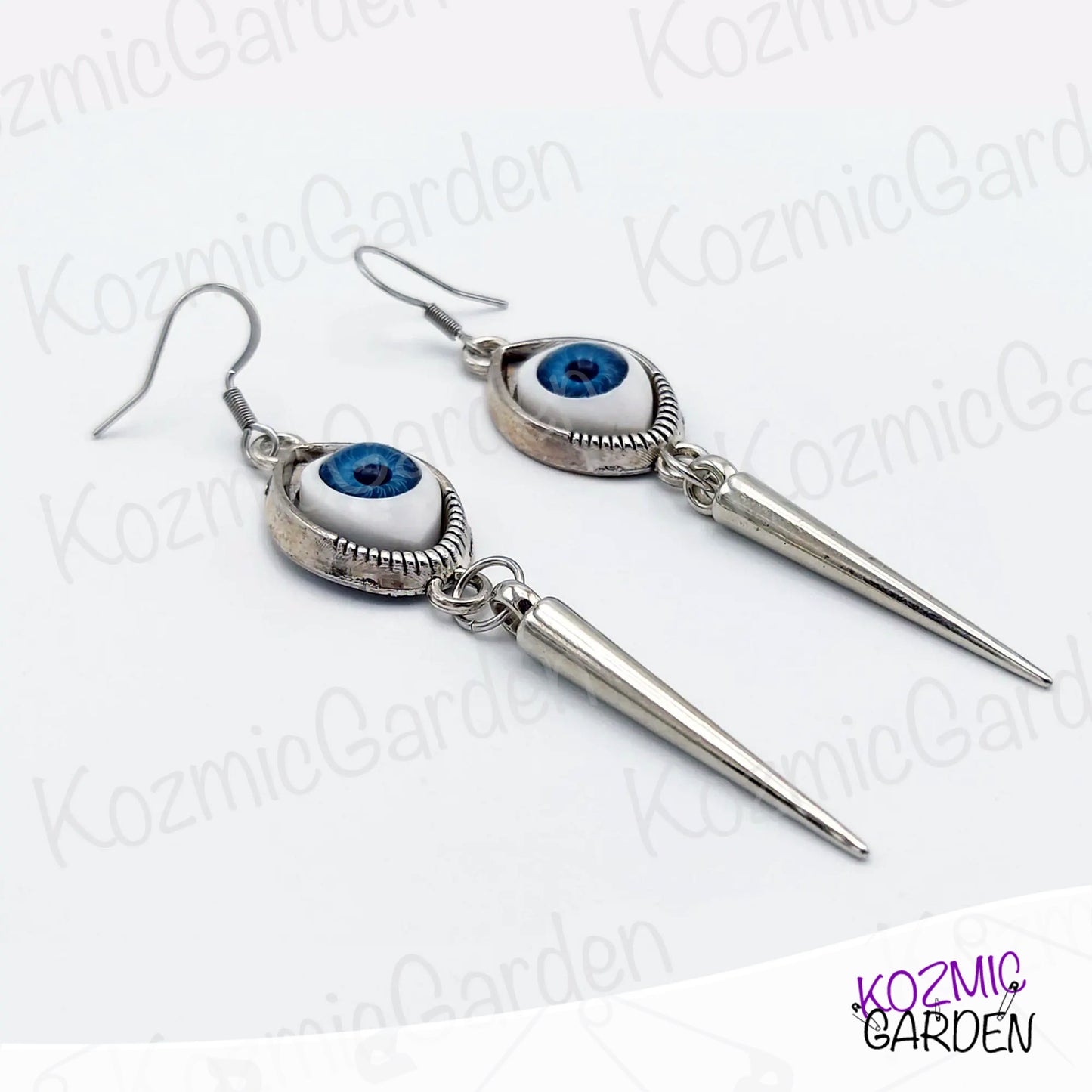 Spiky Blue Eye Earrings – Edgy 90’s Vibes
