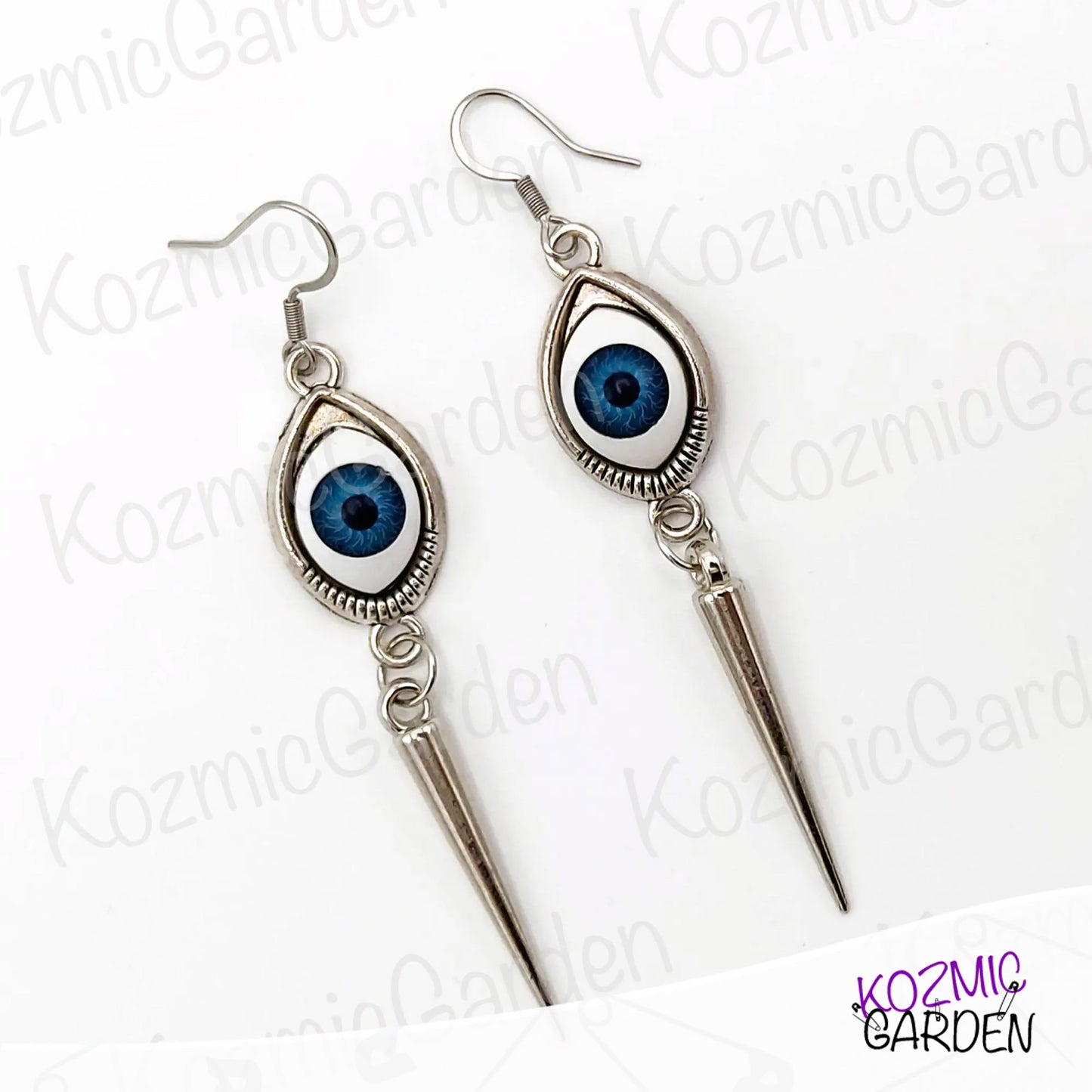 Spiky Blue Eye Earrings – Edgy 90’s Vibes