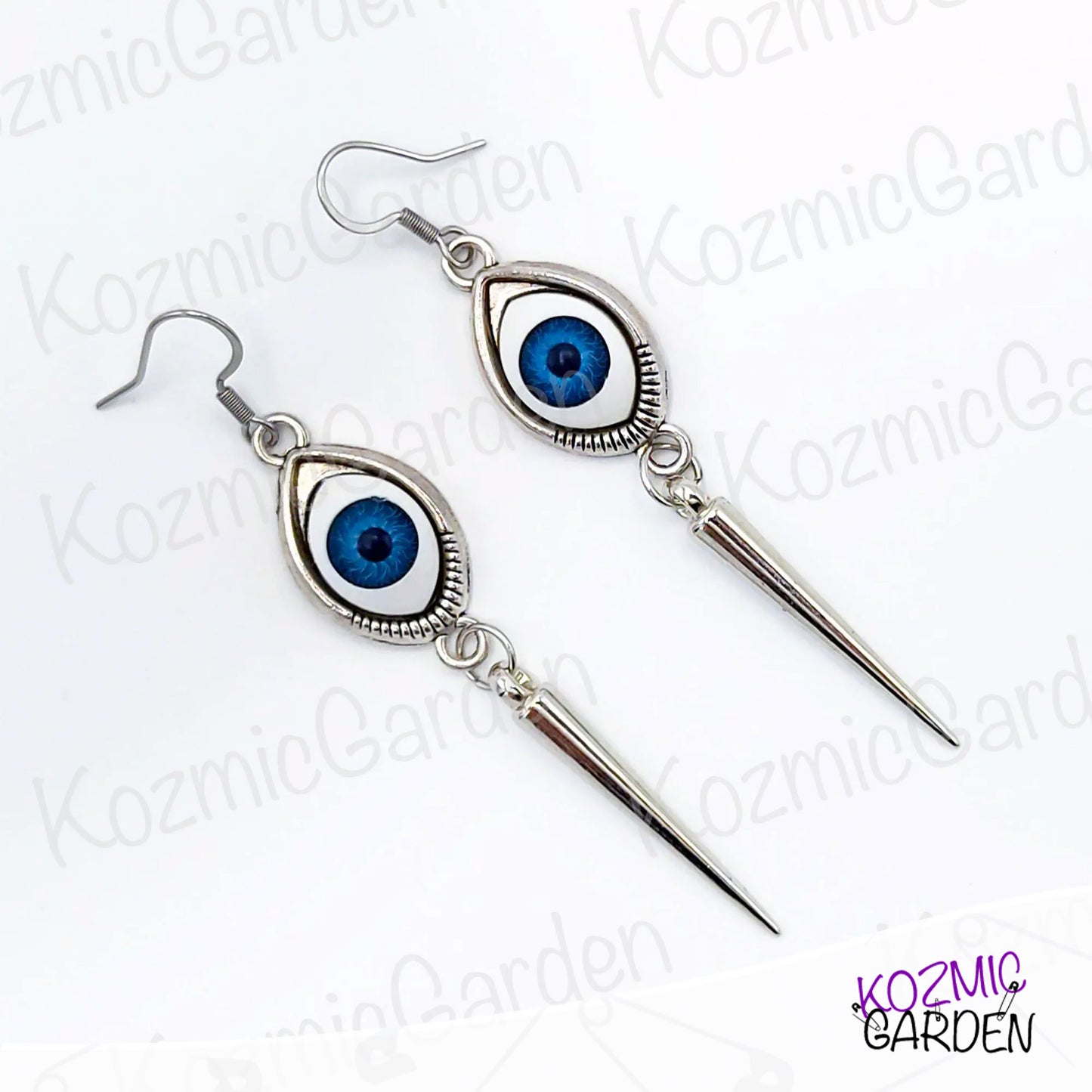 Spiky Blue Eye Earrings – Edgy 90’s Vibes
