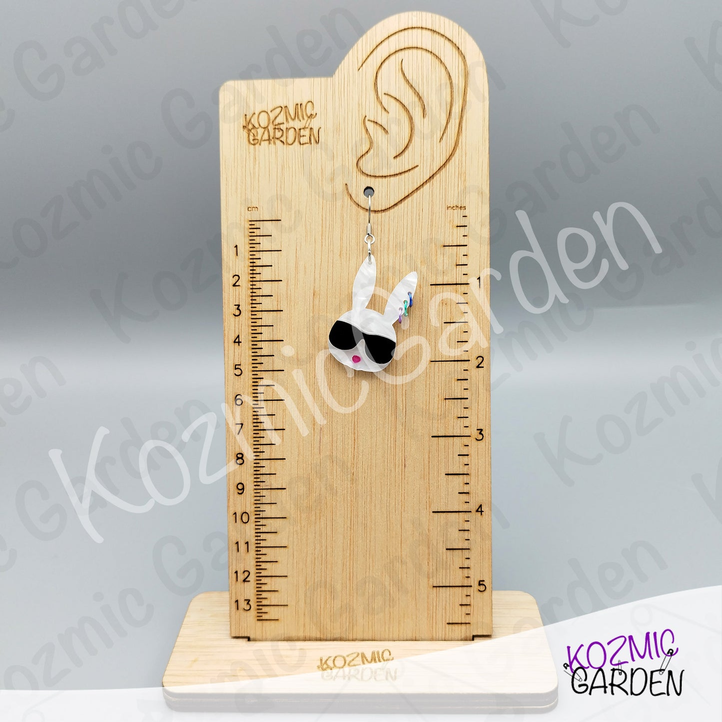 Cool Bunny Earrings with Sunglasses & Piercings – Funny Rabbit Head Laser-Cut Acrylic