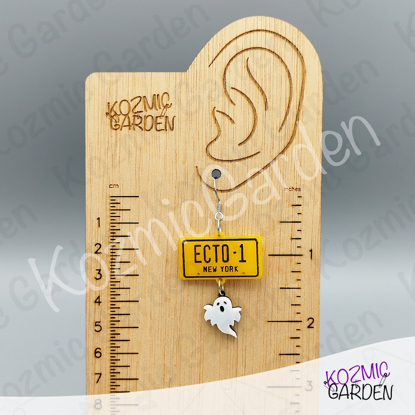 Ghostbusters ECTO-1 License Plate Earrings — Ghost Charm Acrylic Earrings