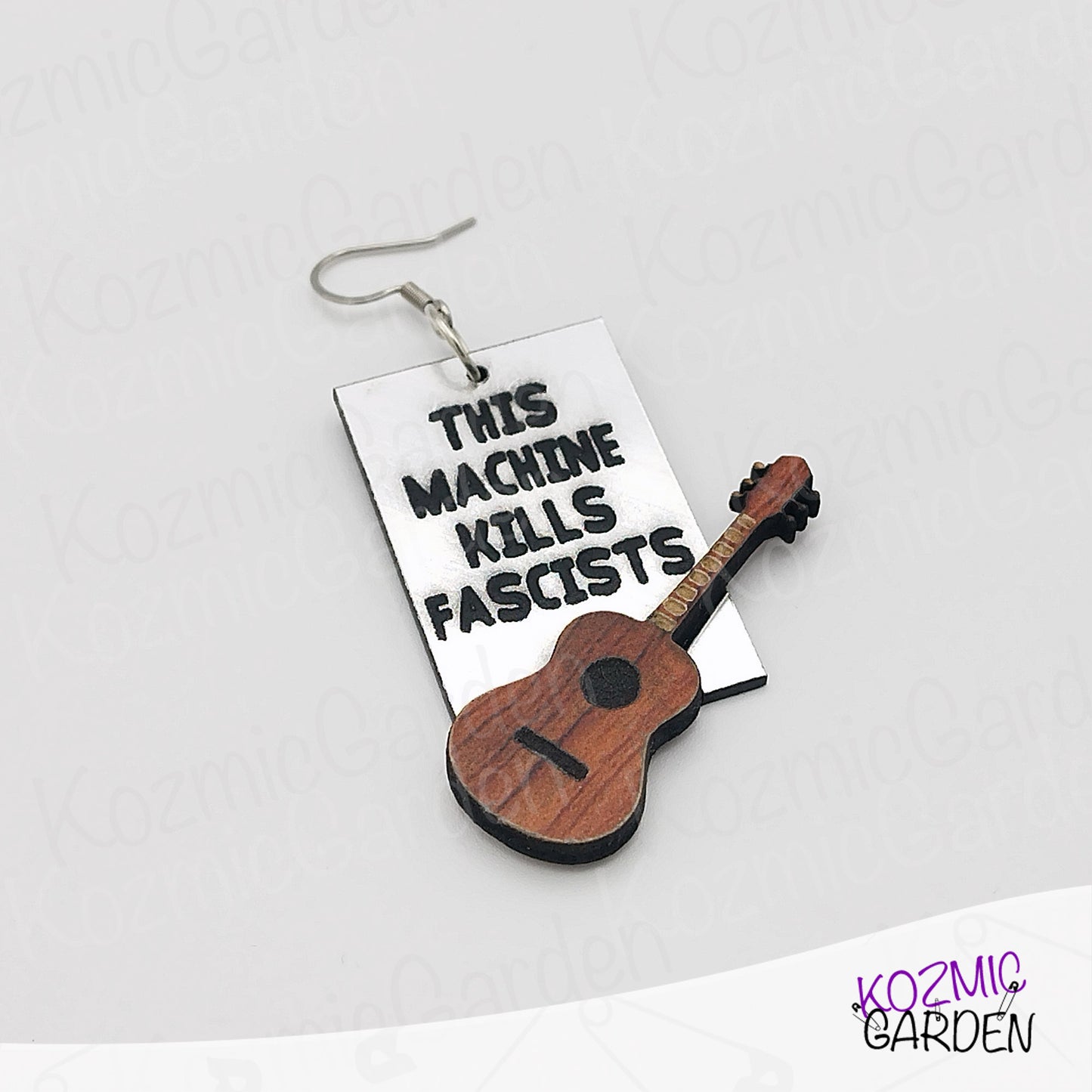 This Machine Kills Fascists" Earrings – Tribute to Woody Guthrie and Folk Music
