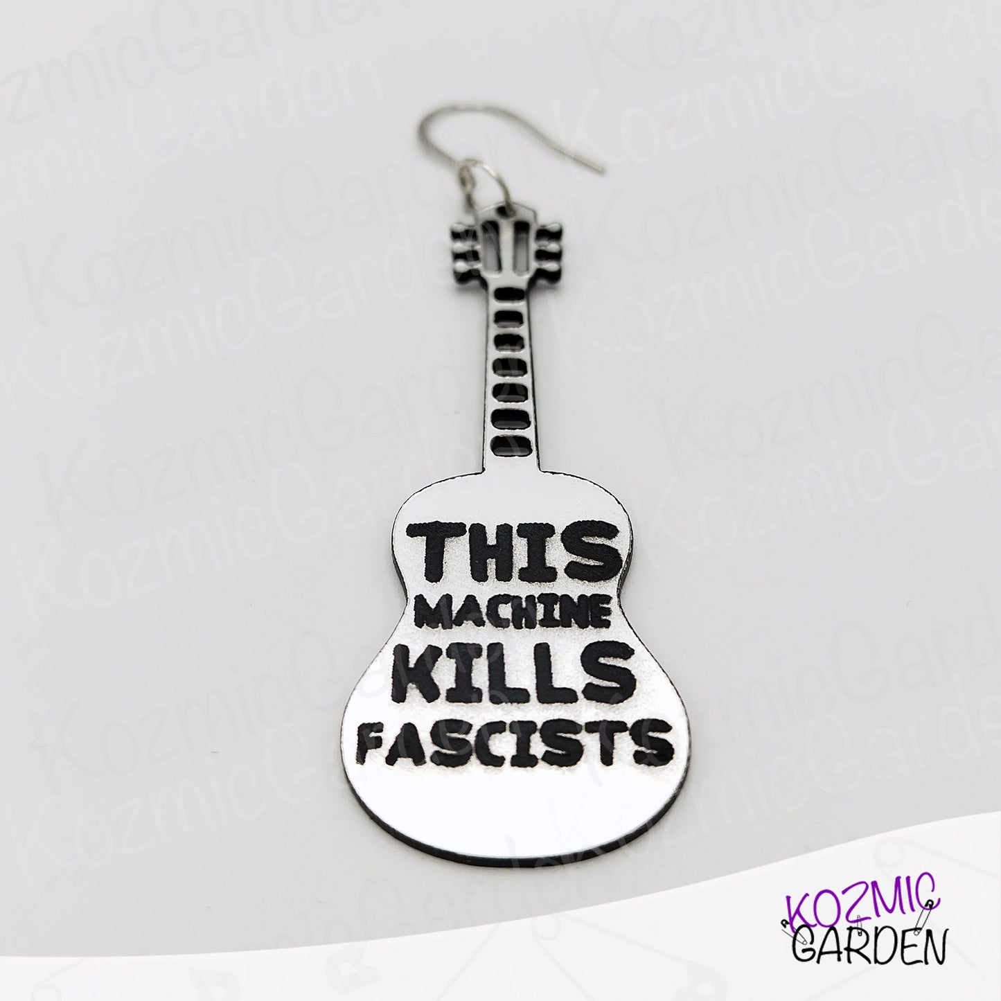 Woody Guthrie "This Machine Kills Fascists" Inspired Guitar Earrings – Protest Earrings in Two Styles