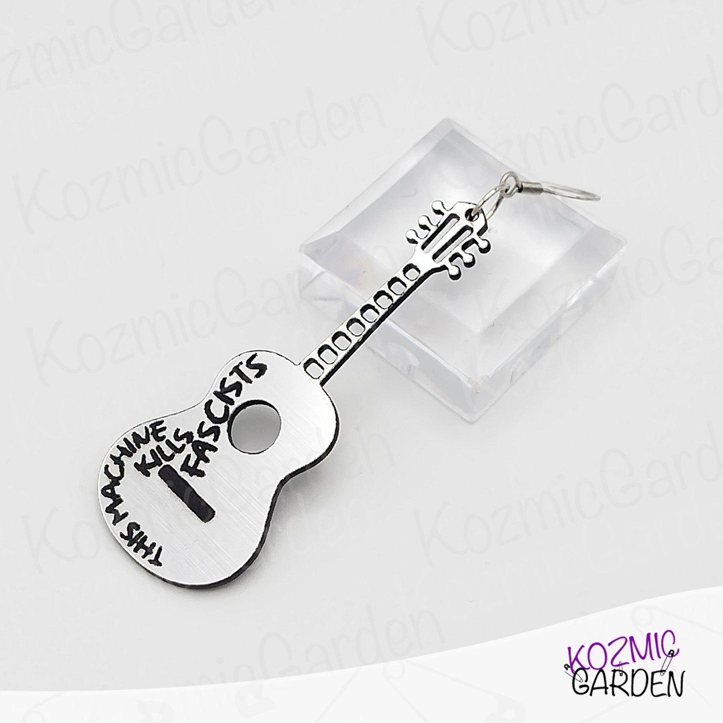 Woody Guthrie "This Machine Kills Fascists" Inspired Guitar Earrings – Protest Earrings in Two Styles
