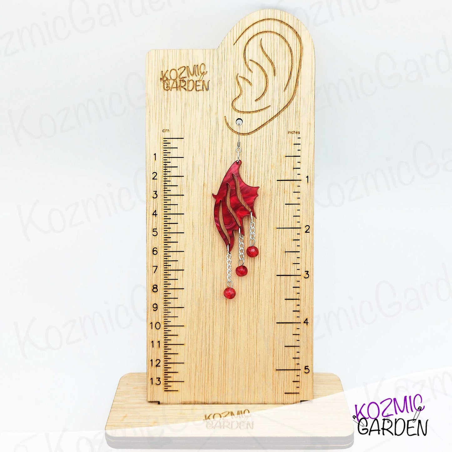 Red Marbled Fairy Wing Earrings - For Independent and Enpowered Fairies!