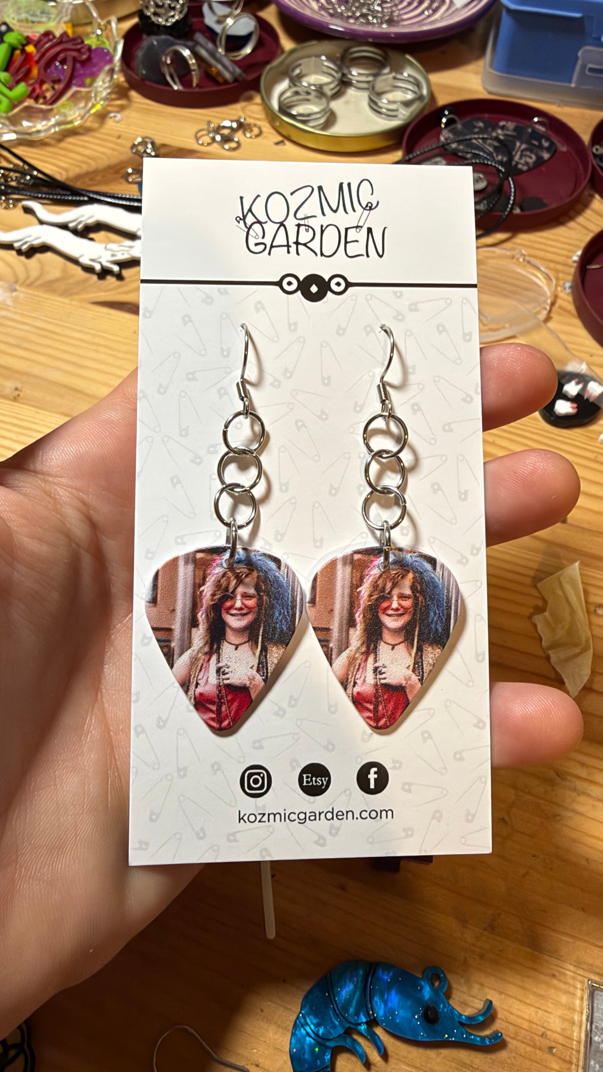 Janis Joplin Guitar Pick Earrings