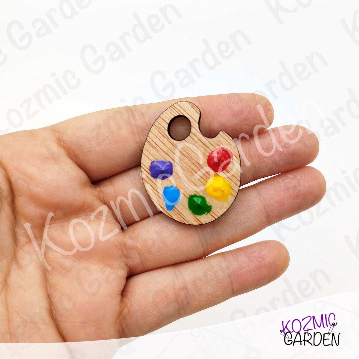 Wooden Painter's Palette Brooch Pin | Artist Jewelry