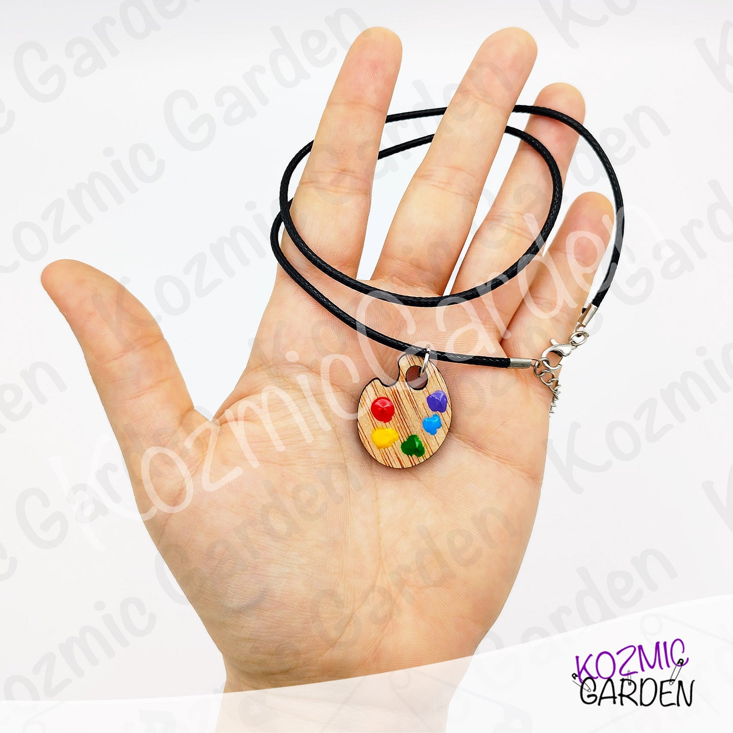 Wooden Painter's Palette Pendant Necklace | Art Jewelry