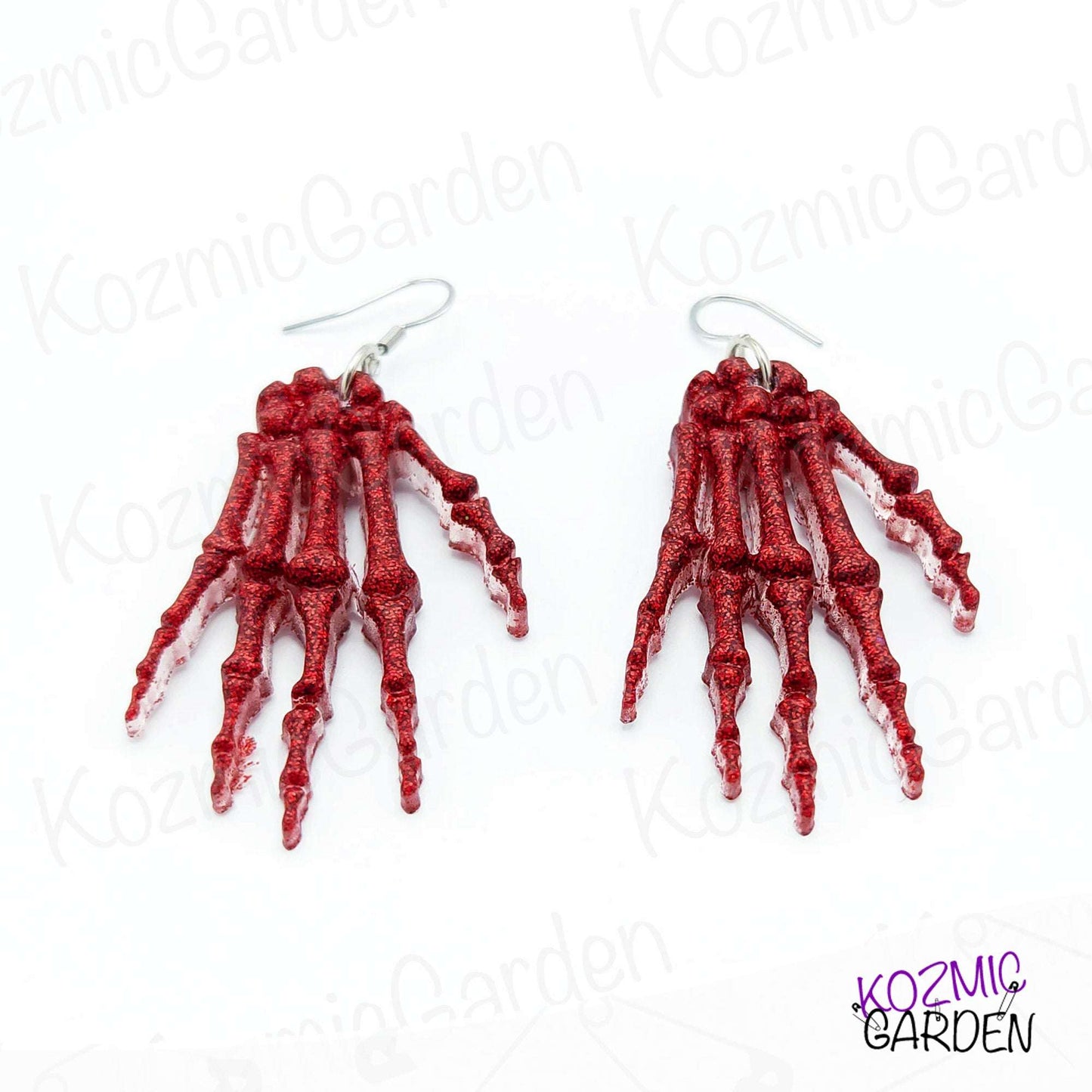 RED GLITTER SKELETON HANDS | Spook up your style!