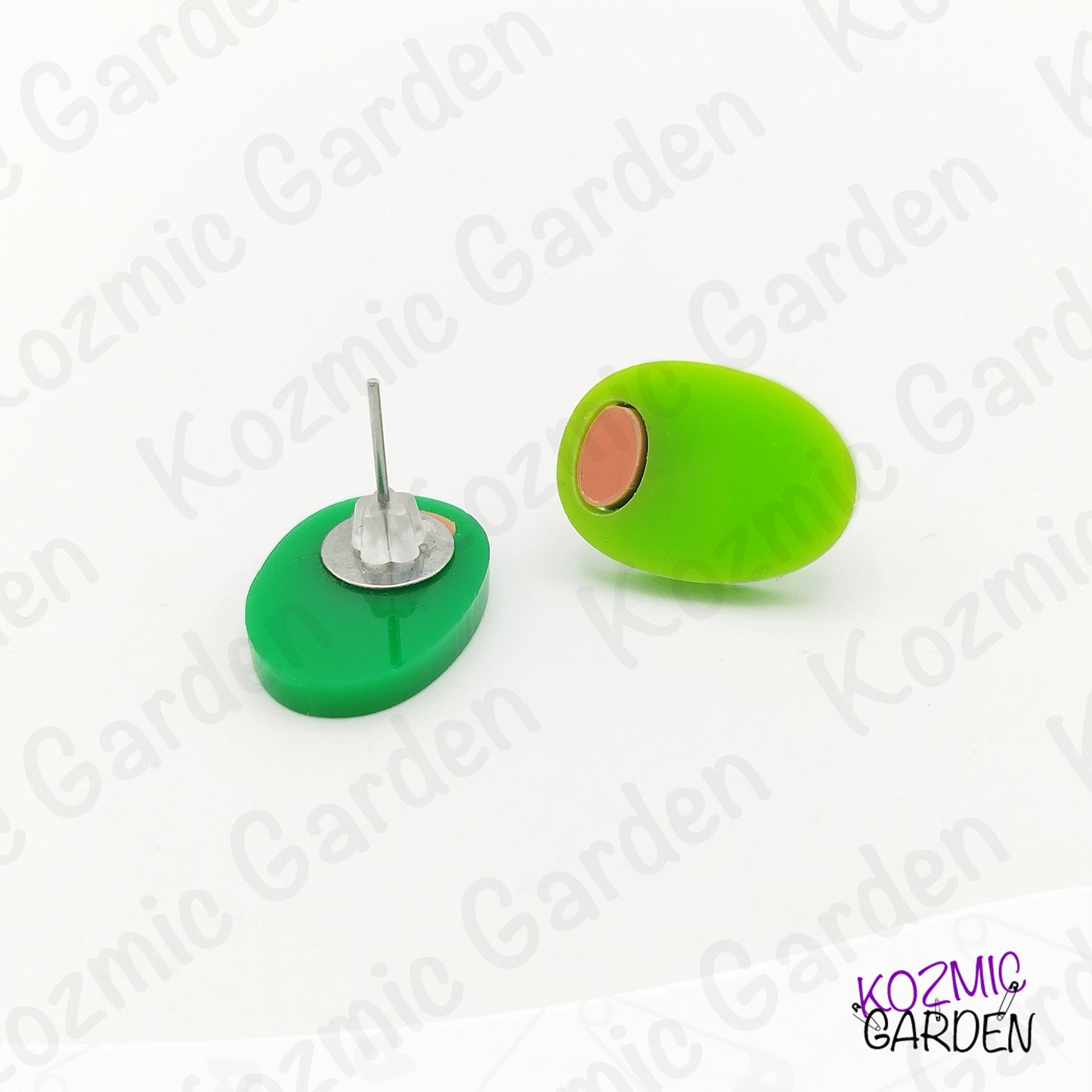 Mismatched Olive Stud Earrings – Dark & Light Green “Anchovy” Fun 🫒