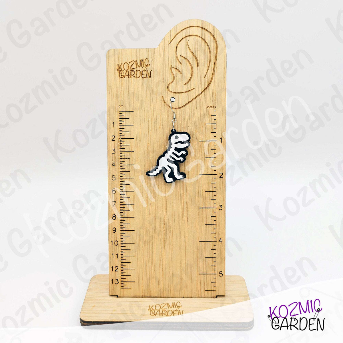T-Rex Skeleton Earrings – Dinosaur Fossil Acrylic Dangles