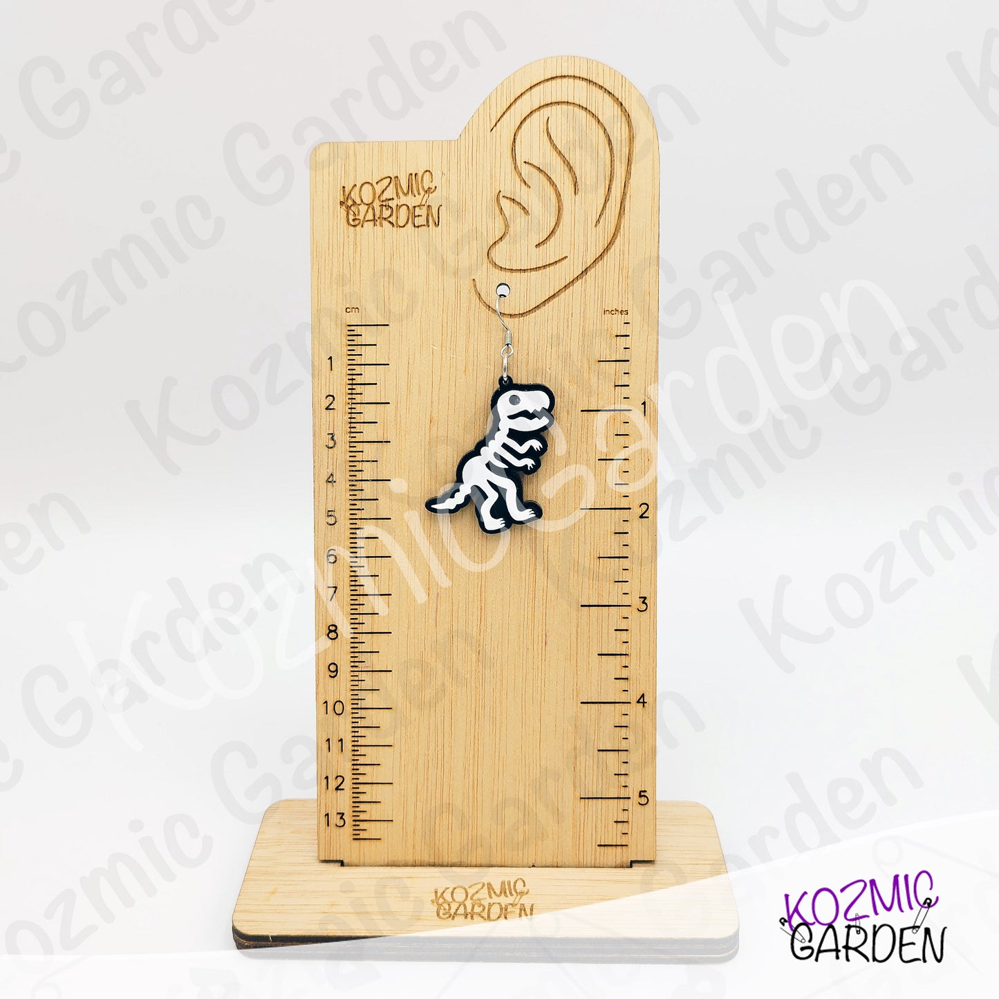 T-Rex Skeleton Earrings – Dinosaur Fossil Acrylic Dangles