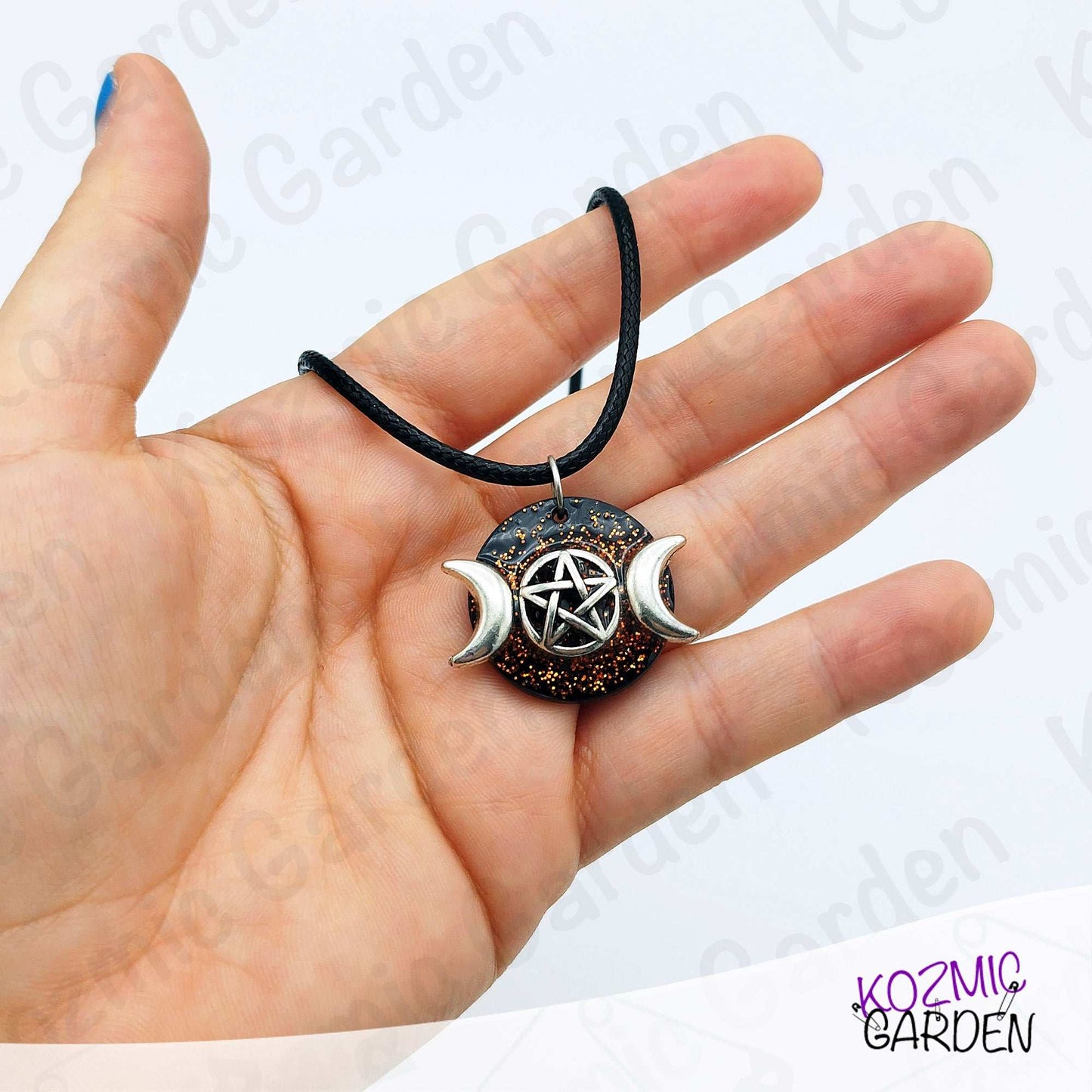 Double Moon Wiccan Pendant – Unique Black & Gold Statement Jewelry 🌙✨