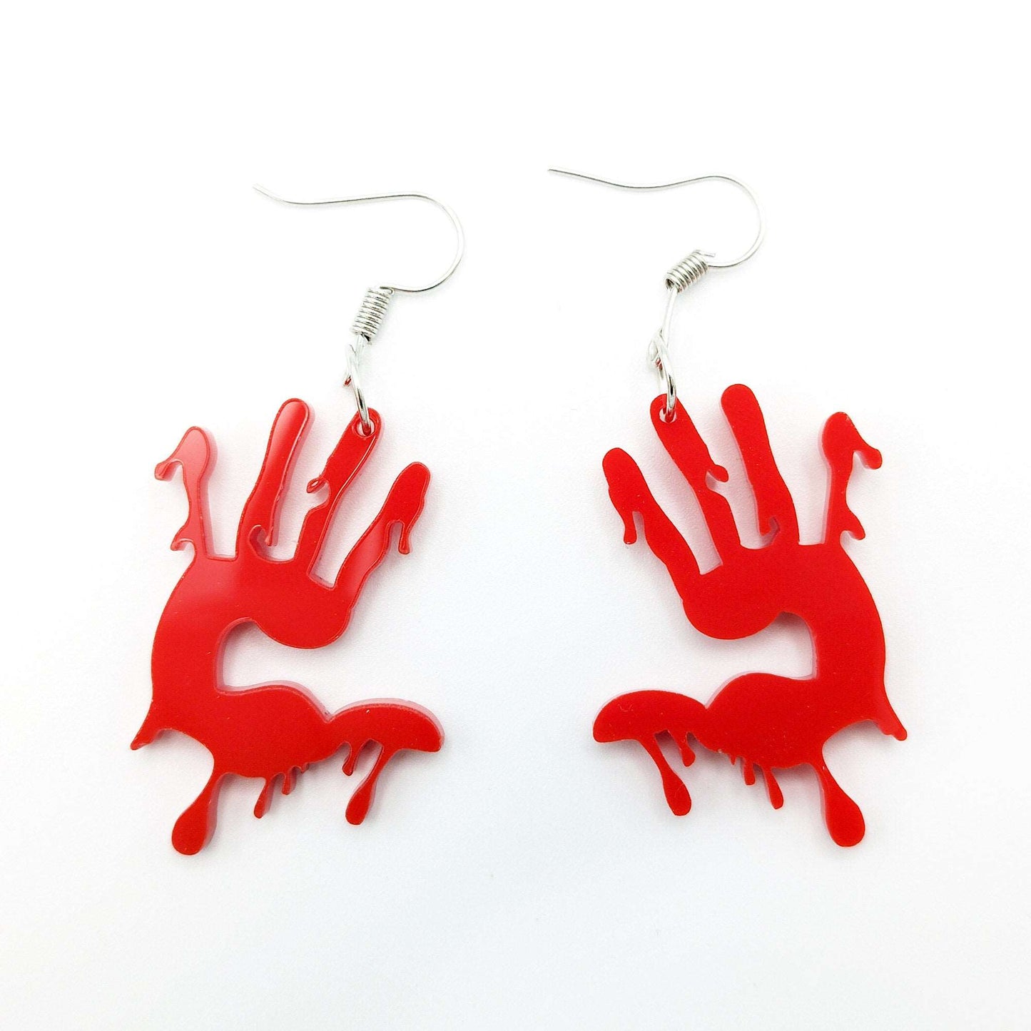 BLOODY HANDS EARRINGS - Halloween, Horror Earrings, Murder, Blood, Gore Earrings, Gothic Jewellery - Kozmic Garden