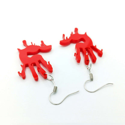 BLOODY HANDS EARRINGS - Halloween, Horror Earrings, Murder, Blood, Gore Earrings, Gothic Jewellery - Kozmic Garden