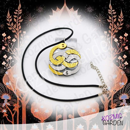 Auryn Pendant Necklace – The Neverending Story Silver & Gold Acrylic Charm