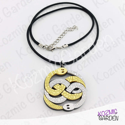 Auryn Pendant Necklace – The Neverending Story Silver & Gold Acrylic Charm