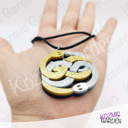 Auryn Pendant Necklace – The Neverending Story Silver & Gold Acrylic Charm
