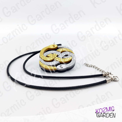 Auryn Pendant Necklace – The Neverending Story Silver & Gold Acrylic Charm