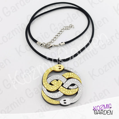 Auryn Pendant Necklace – The Neverending Story Silver & Gold Acrylic Charm