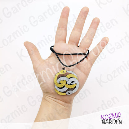 Auryn Pendant Necklace – The Neverending Story Silver & Gold Acrylic Charm