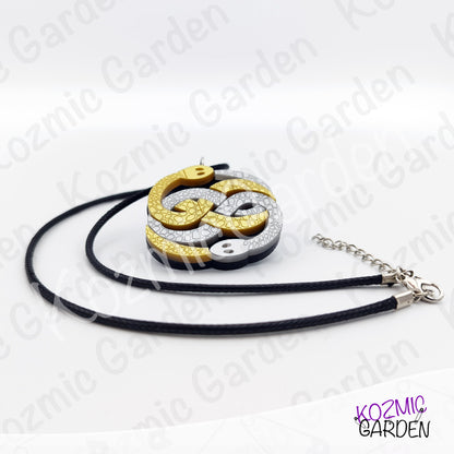 Auryn Pendant Necklace – The Neverending Story Silver & Gold Acrylic Charm