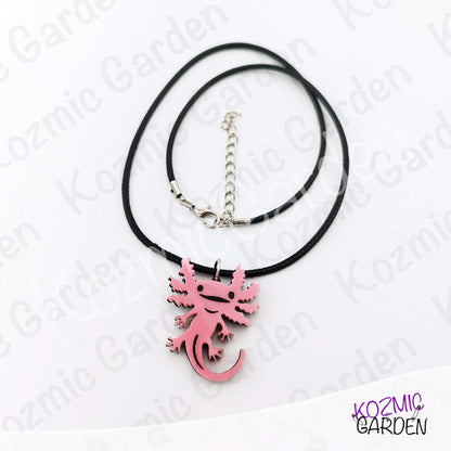 Axolotl Necklace Pendant • Pink | Blue • Funny Laser Cut Jewelry Gift