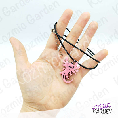 Axolotl Necklace Pendant • Pink | Blue • Funny Laser Cut Jewelry Gift