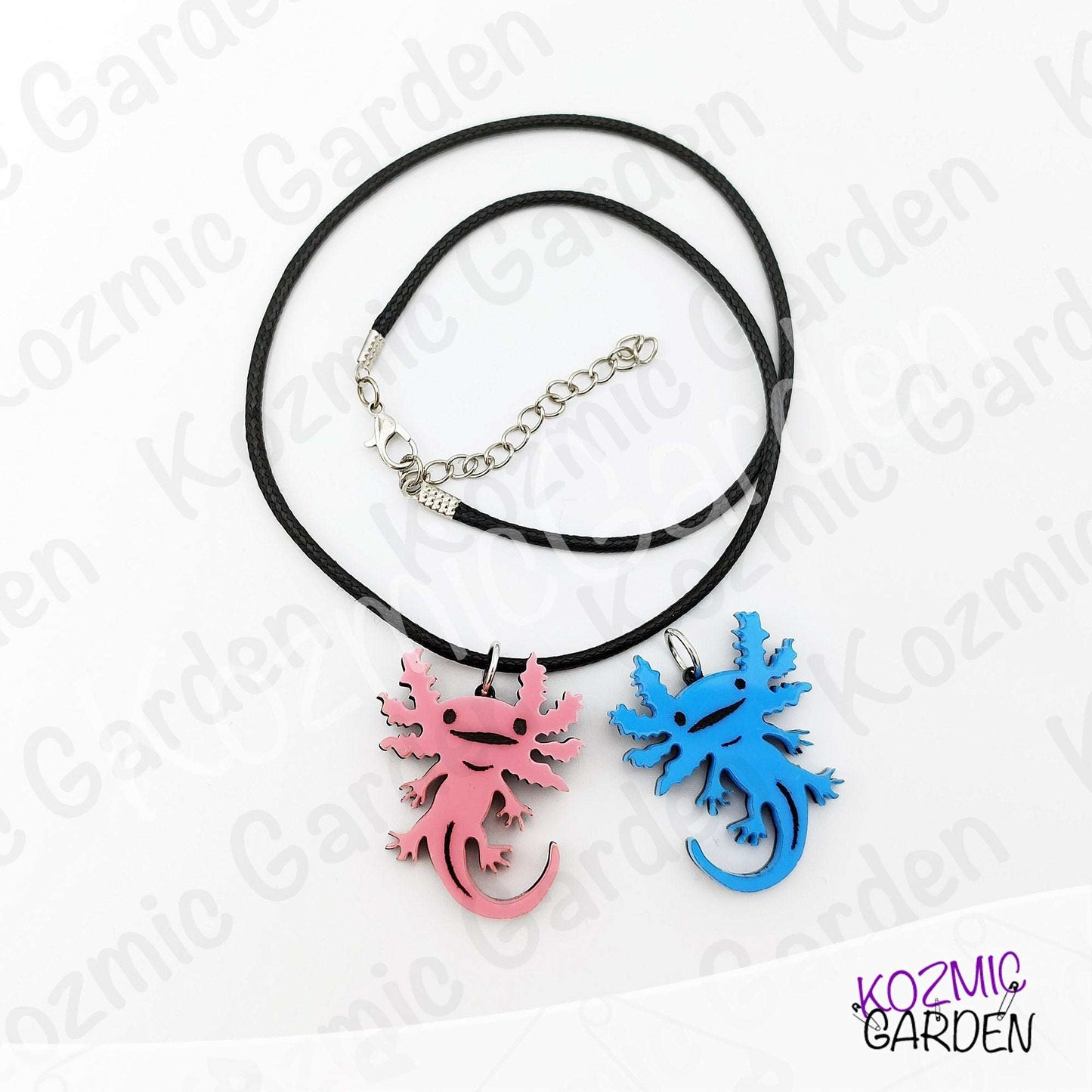 Axolotl Necklace Pendant • Pink | Blue • Funny Laser Cut Jewelry Gift