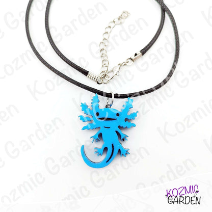 Axolotl Necklace Pendant • Pink | Blue • Funny Laser Cut Jewelry Gift