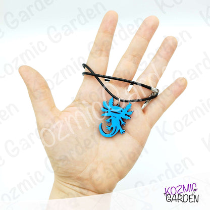 Axolotl Necklace Pendant • Pink | Blue • Funny Laser Cut Jewelry Gift