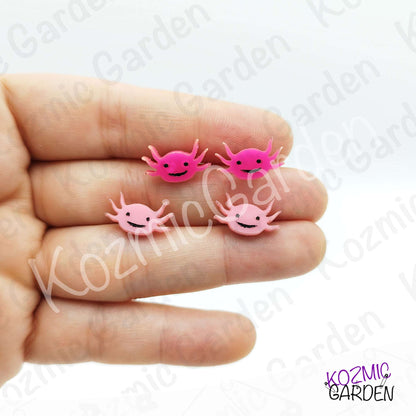 Axolotl Stud Earrings | Amphibian Jewelry | Cute Smiley Axie Head