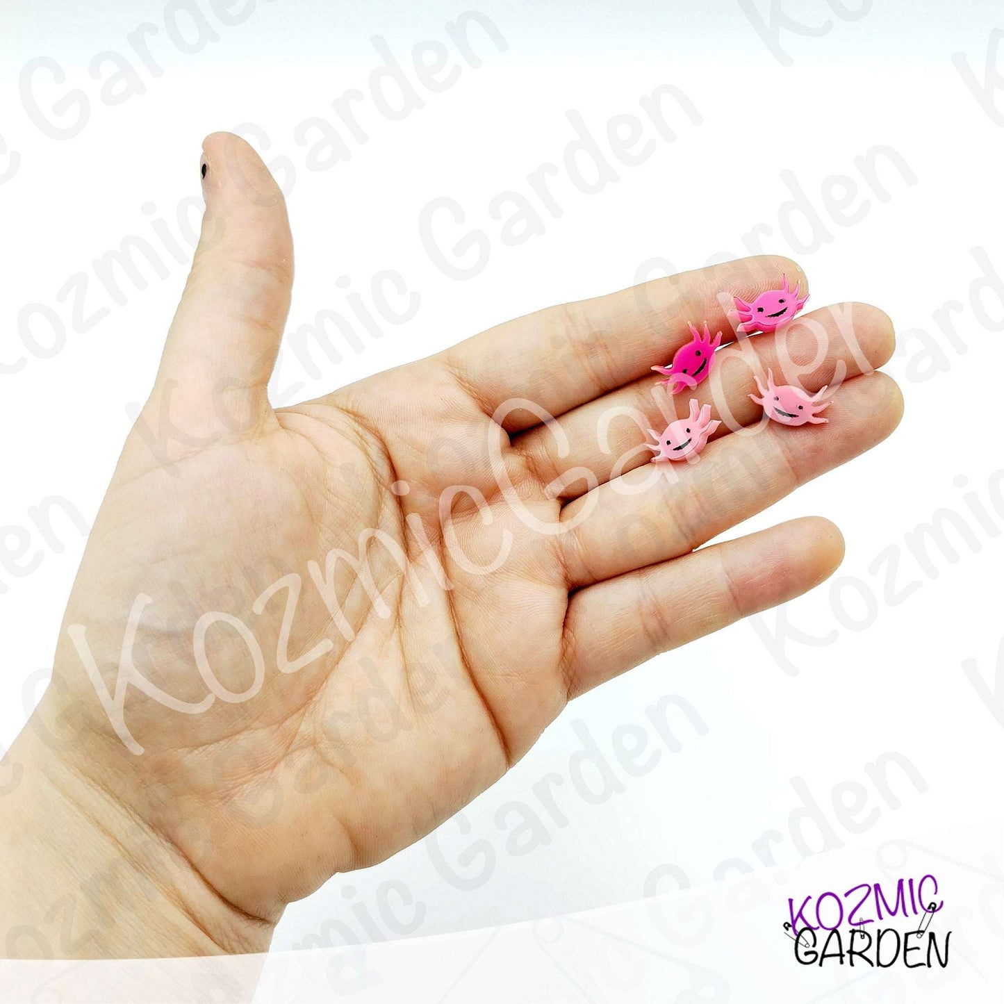 Axolotl Stud Earrings | Amphibian Jewelry | Cute Smiley Axie Head