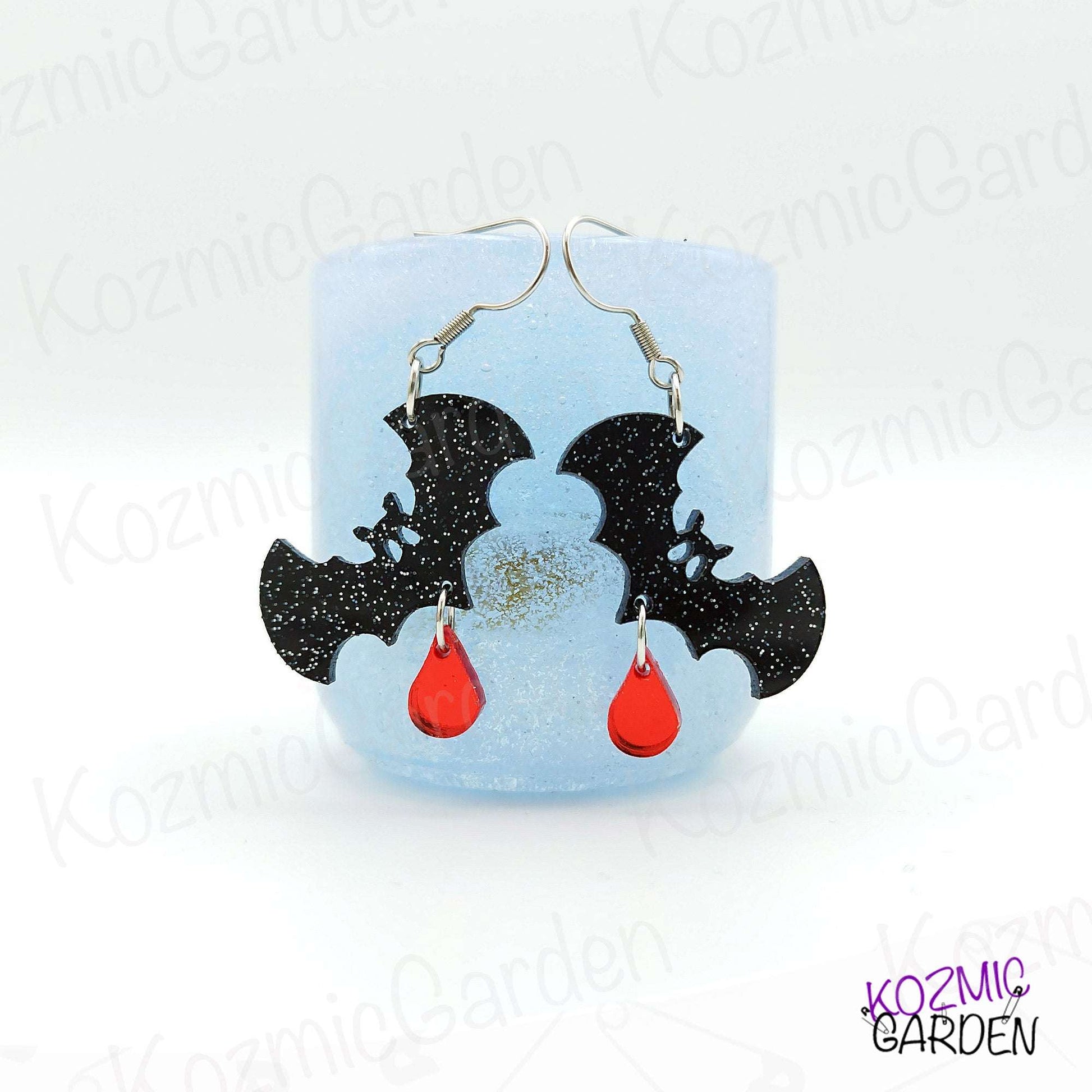 Bat Earrings with Blood Drop – A Touch of Glam, A Drop of Danger!