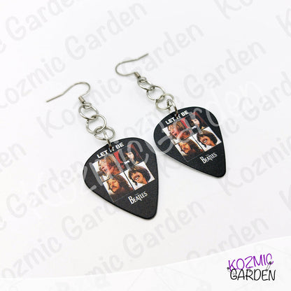 BEATLES GUITAR PICK COLOUR EARRINGS | Let it be
