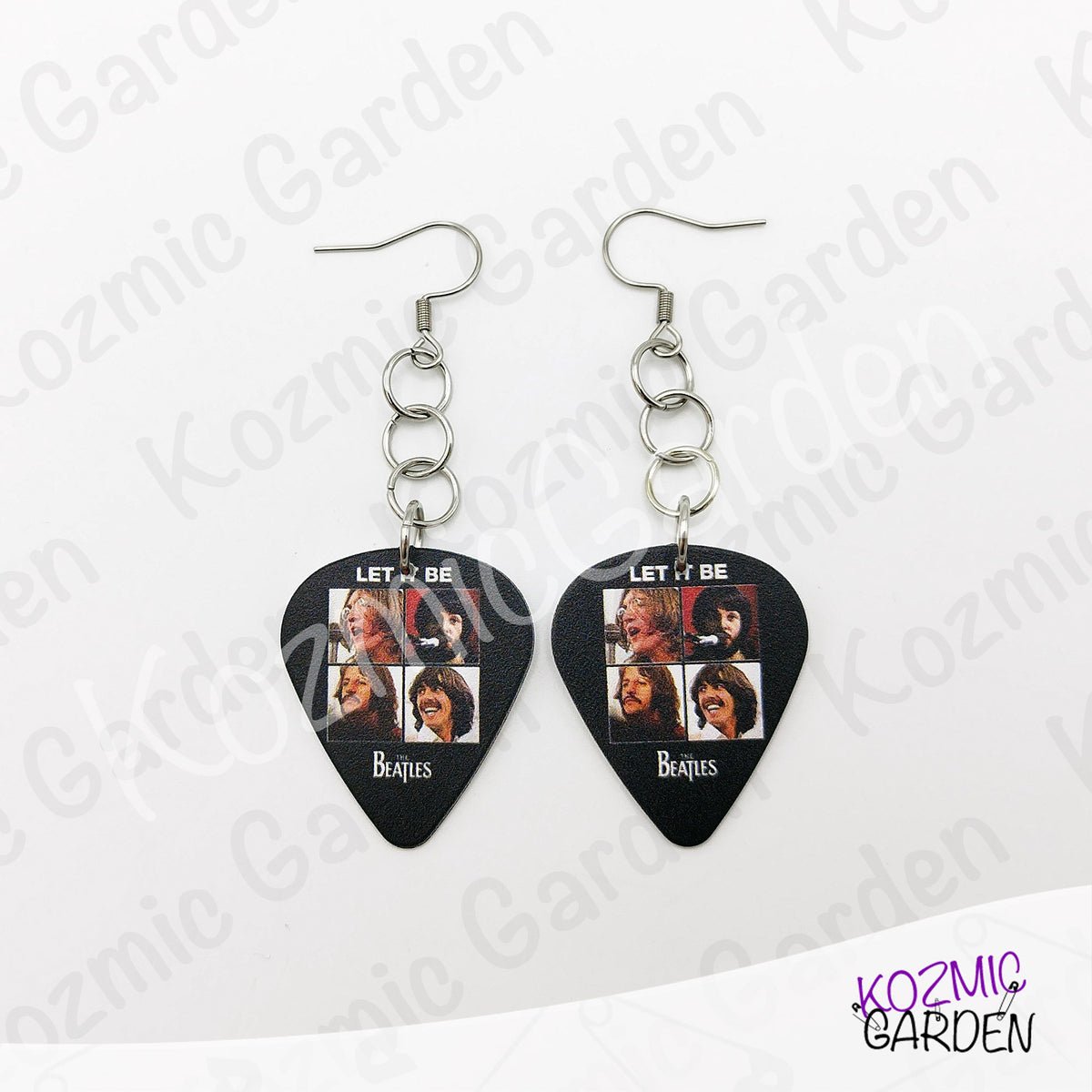 BEATLES GUITAR PICK COLOUR EARRINGS | Let it be
