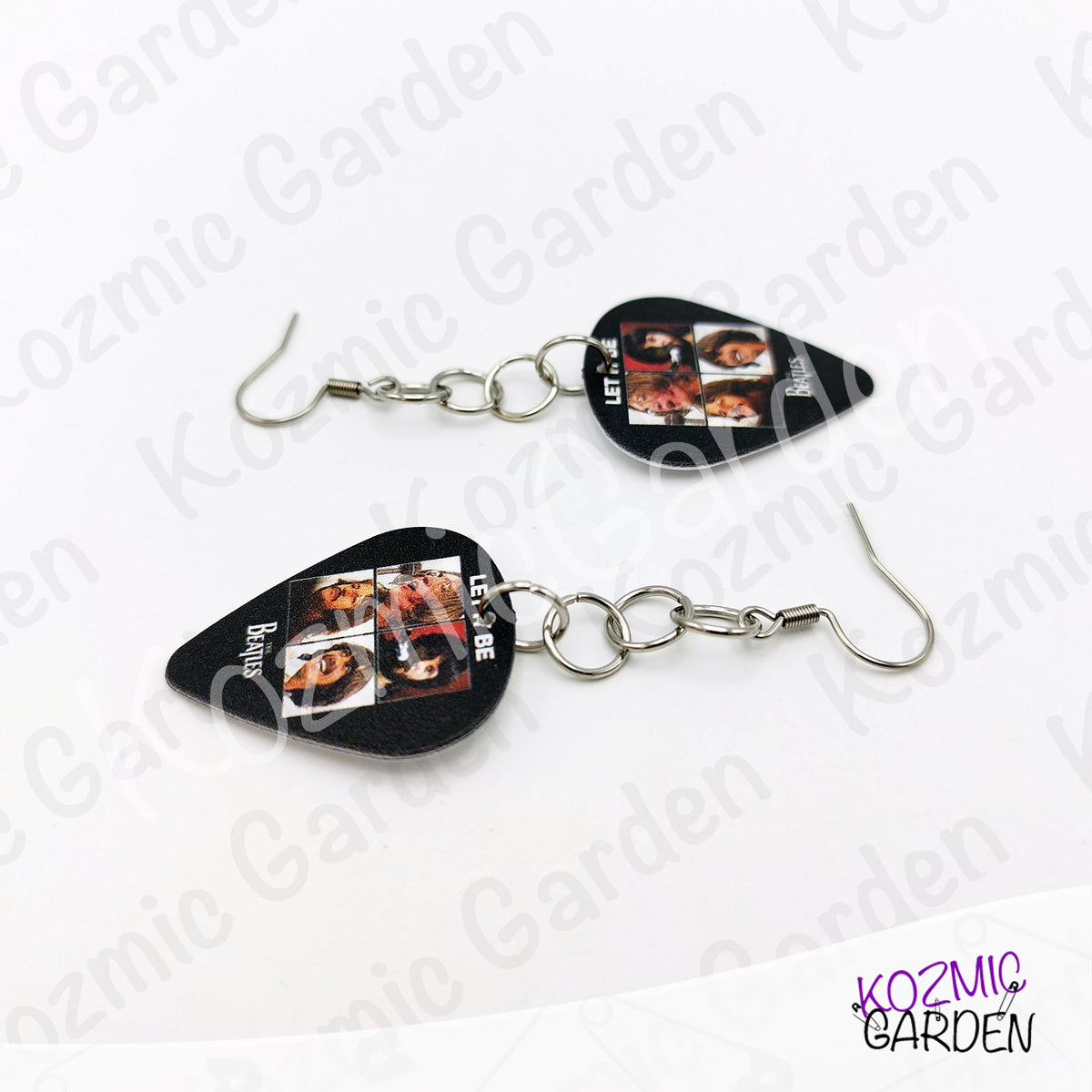 BEATLES GUITAR PICK COLOUR EARRINGS | Let it be