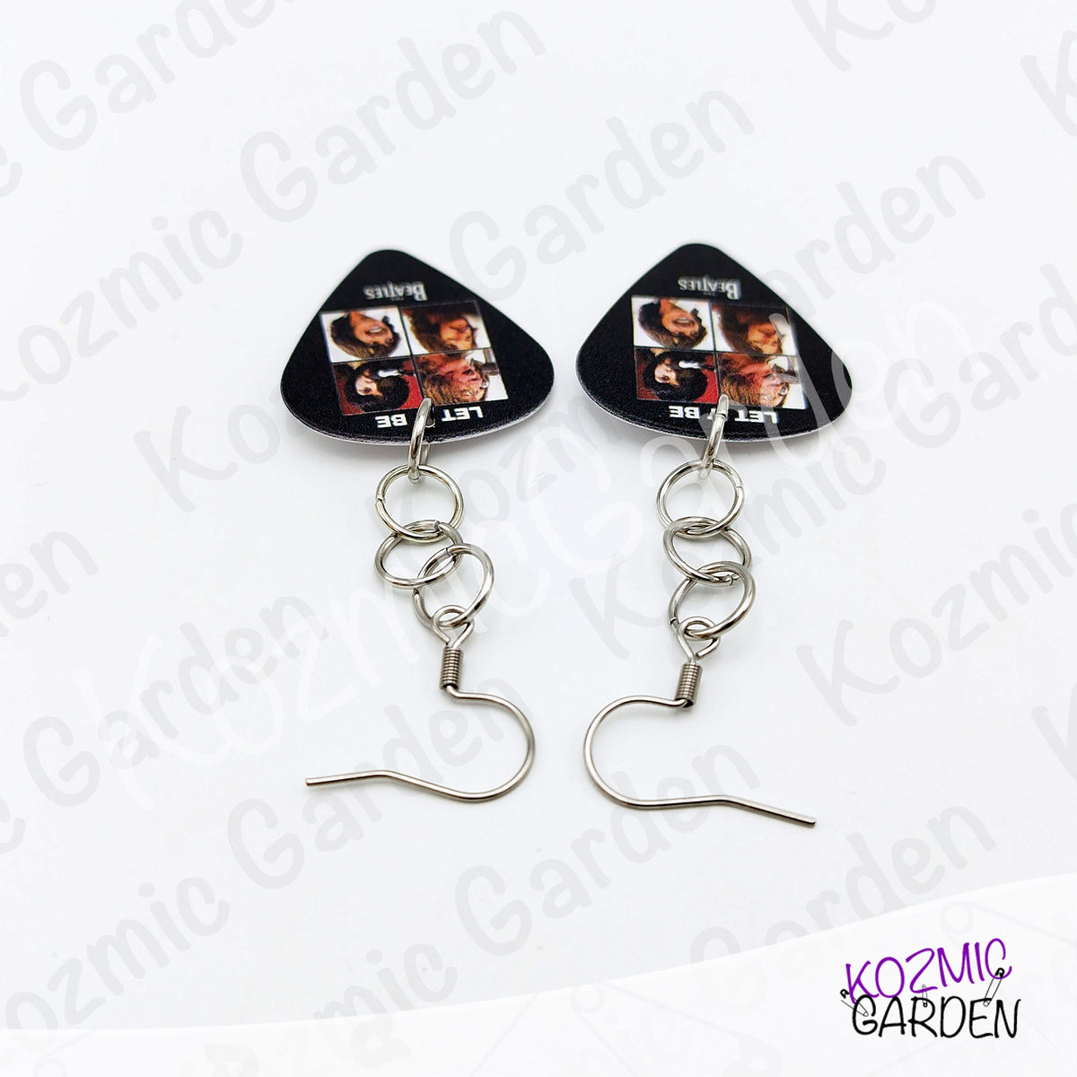 BEATLES GUITAR PICK COLOUR EARRINGS | Let it be