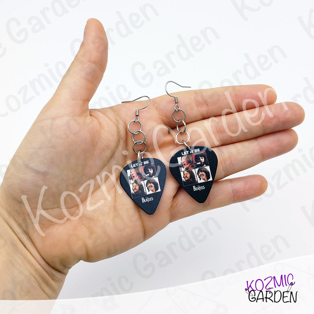 BEATLES GUITAR PICK COLOUR EARRINGS | Let it be