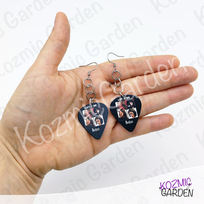 BEATLES GUITAR PICK COLOUR EARRINGS | Let it be