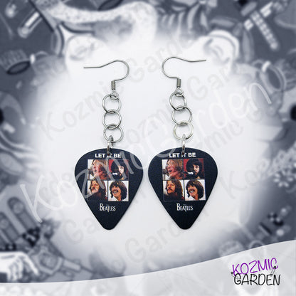 BEATLES GUITAR PICK COLOUR EARRINGS | Let it be