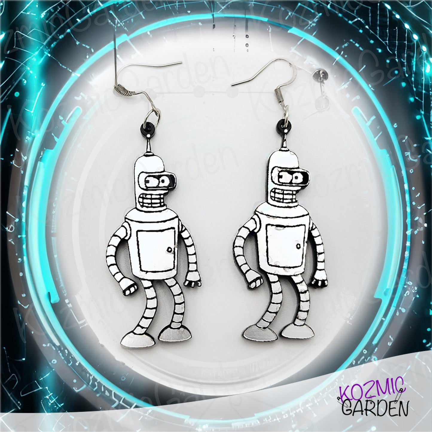 Bender the Robot Earrings | Kiss My Shiny Metal Ass!