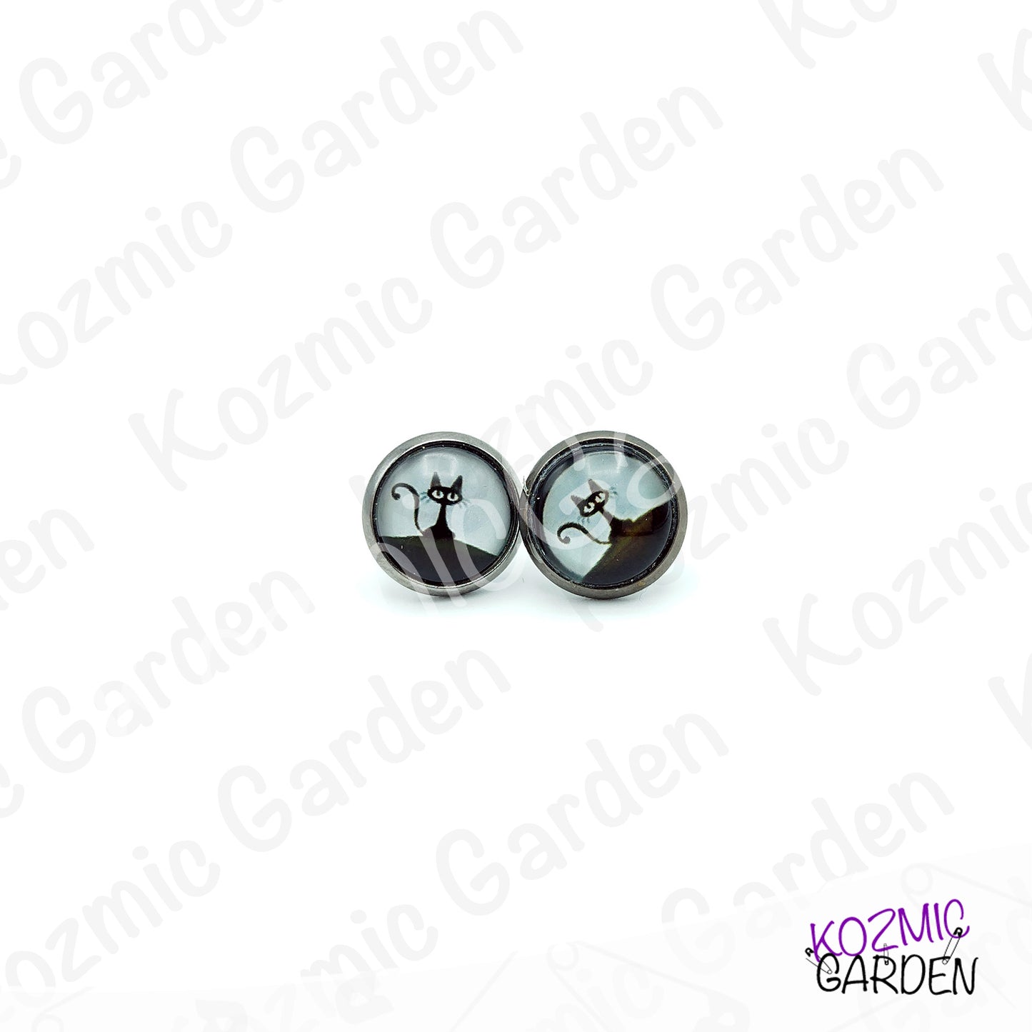 Cartoon Black Cat Stud Earrings – Whimsical Big Eyes Kitty Jewelry