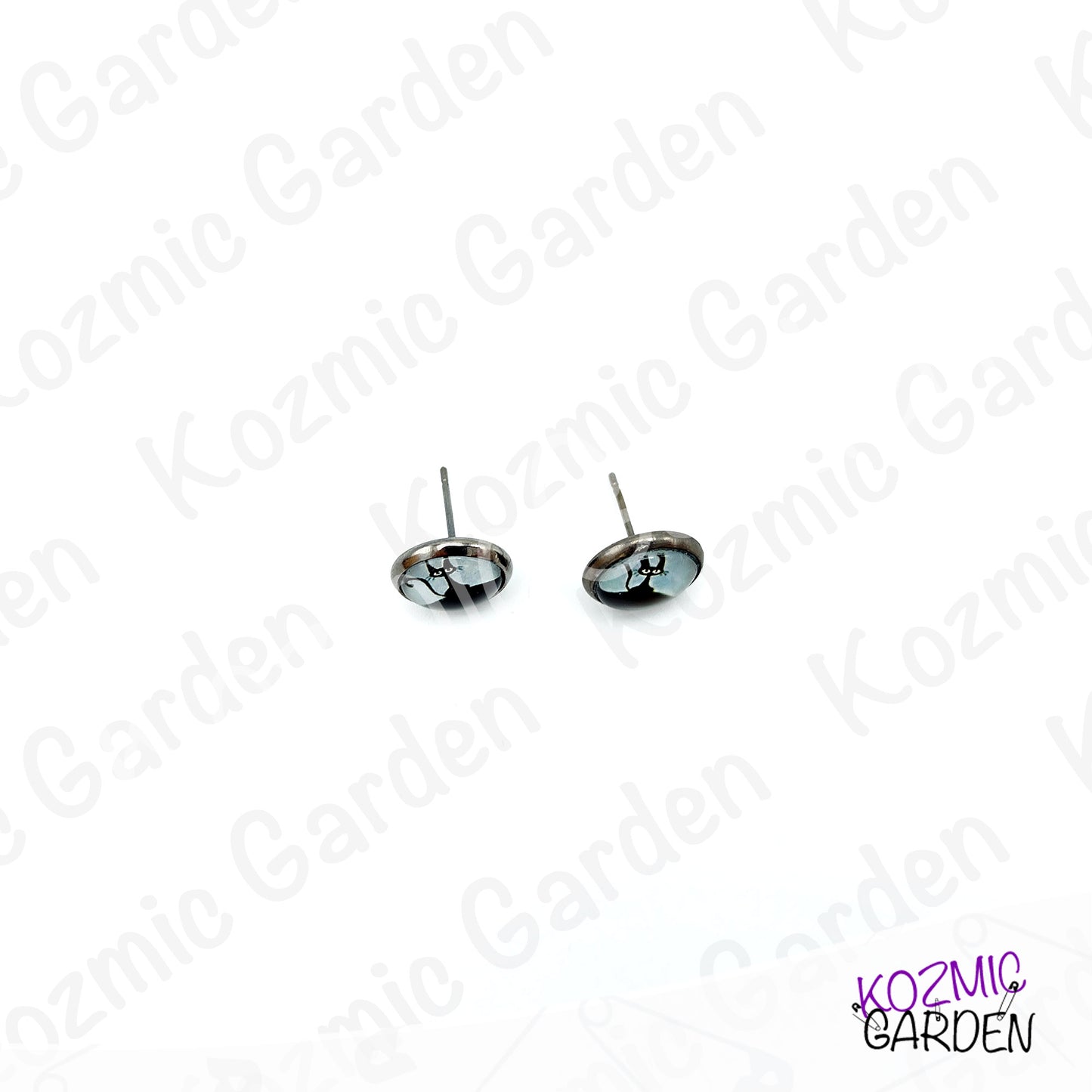 Cartoon Black Cat Stud Earrings – Whimsical Big Eyes Kitty Jewelry