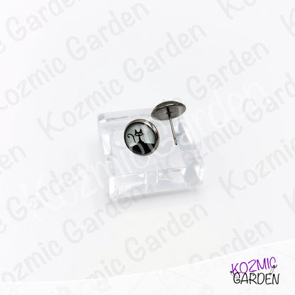 Cartoon Black Cat Stud Earrings – Whimsical Big Eyes Kitty Jewelry