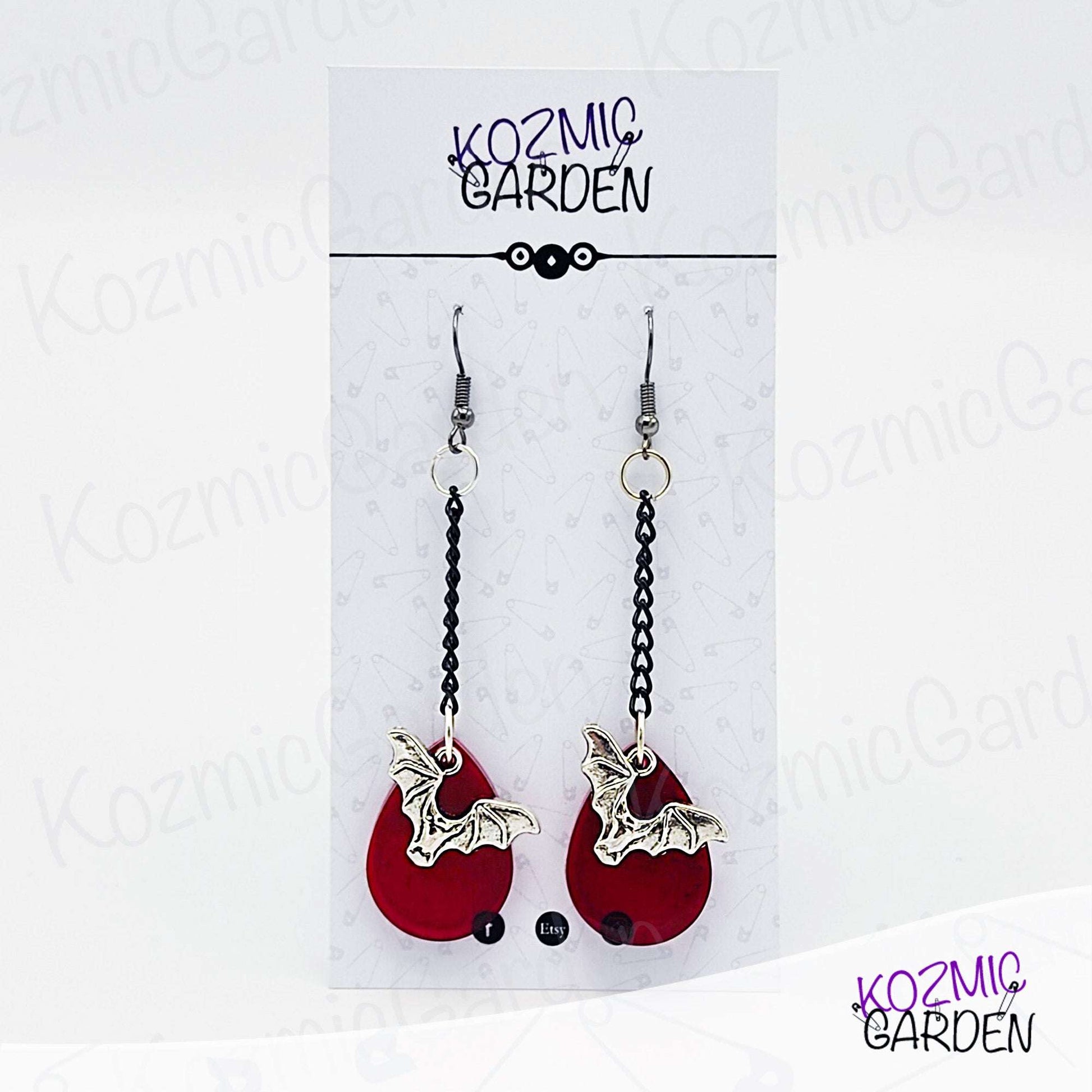 BLOOD DROP BAT EARRINGS | Take Care Your Dark Side!