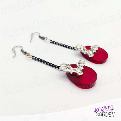 BLOOD DROP BAT EARRINGS | Take Care Your Dark Side!