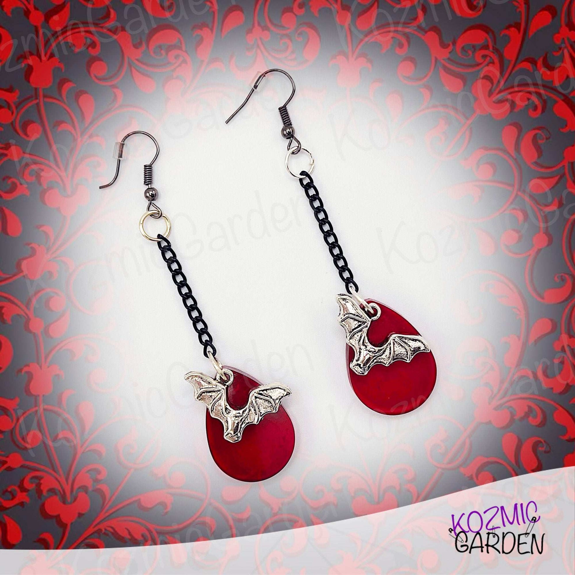 BLOOD DROP BAT EARRINGS | Take Care Your Dark Side!