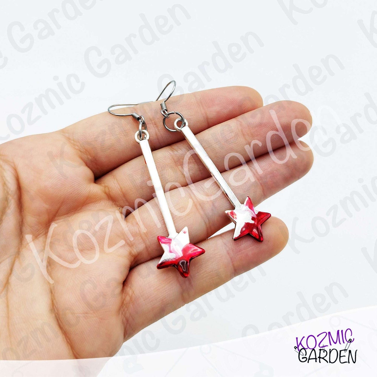 Bloody Magic Wand Earrings | Goth Fairy Jewelry | Dark Humor Earrings | Halloween
