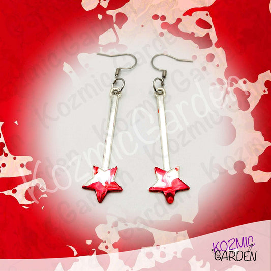 Bloody Magic Wand Earrings | Goth Fairy Jewelry | Dark Humor Earrings | Halloween